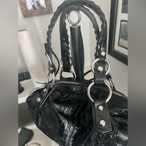 Francesco Biasia black crushed patten leather